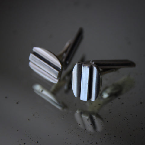 Swedish Modernist 925 Silver Cufflinks with Brutalist Design (LEO Design)