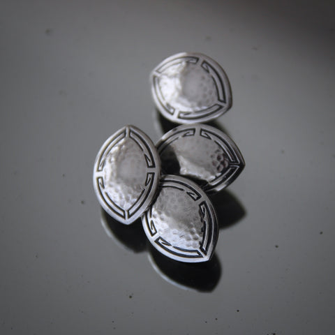 American Arts & Crafts Hammered Sterling Silver Almond-Form Cufflinks (LEO Design)