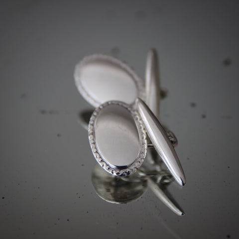 Australian Modernist Sterling Silver Oval Cufflinks by OBLO (LEO Design)