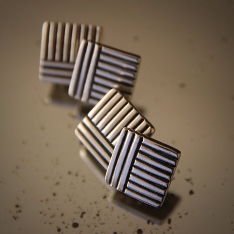 Sterling Silver Modernist Ribbed Cufflinks (LEO Design)