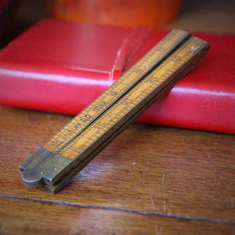 Turn-of-the-Century Stanley #62 Boxwood and Brass Folding Pocket Measuring Stick (LEO Design)