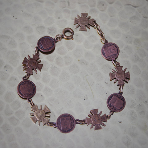 French World War One "Sweetheart Bracelet" with Five Croix De Guerre and Commemorative Battle Medallions (LEO Design)