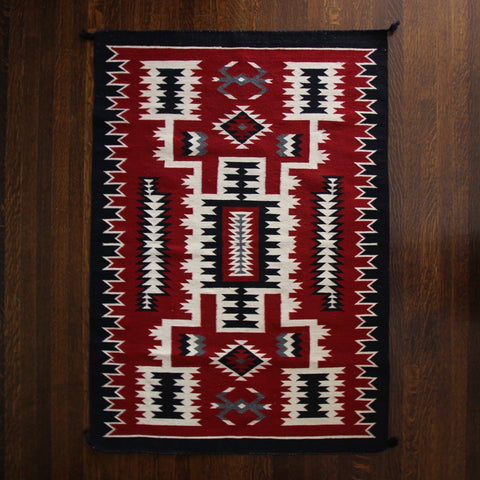 Navajo Wool Rug in Graphic Red, White and Black (LEO Design)