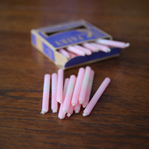 Fifties "Fairy" Pink and White Birthday Candles in Original Box (LEO Design)