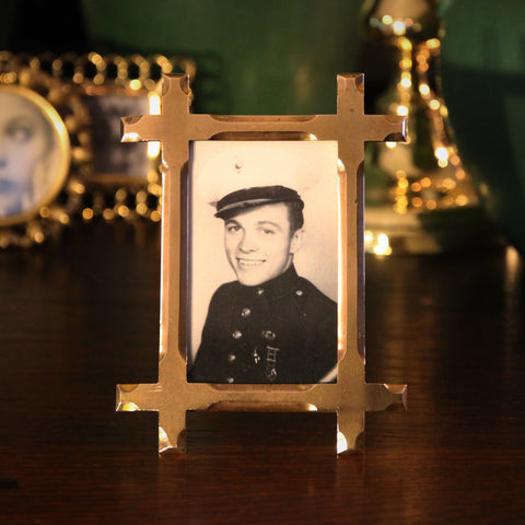 Victorian English Brass Photo Frame with Oxford Corners and Chamfered Edges (LEO Design)