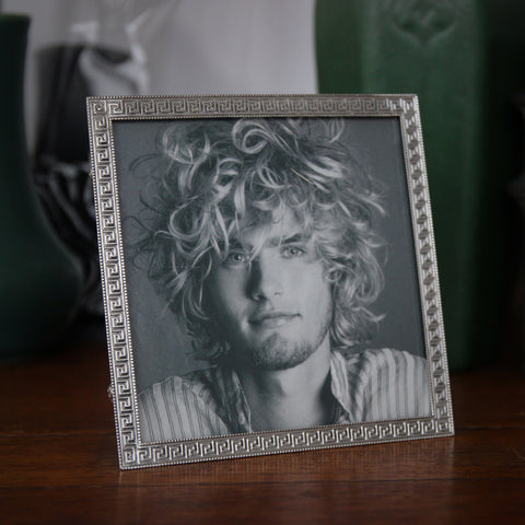 Cast Pewter Photo Frame (5" x 5") with "Greek Key" Border (LEO Design)