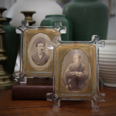 Pair of Victorian English Glass Frames with Convex Centers (LEO Design)