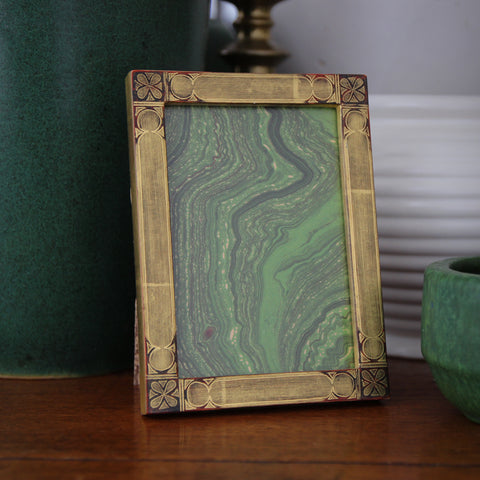 European Gold-Leafed Photo Frame (3.5" x 5") with Hand-Drawn Gothic Revival Decoration (LEO Design)