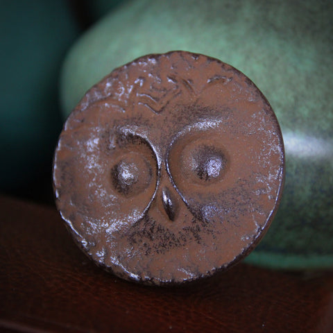 Japanese Cast Iron "Owl Face" Paperweight (LEO Design)