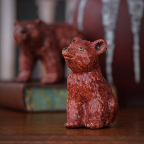Russian Handmade and Painted Ceramic Bear Cub Ornament (LEO Design)