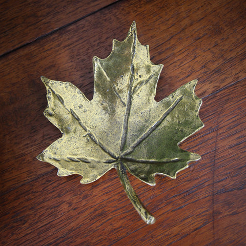 Cast Pewter Maple Leaf Bowl with Brassy Finish (LEO Design)