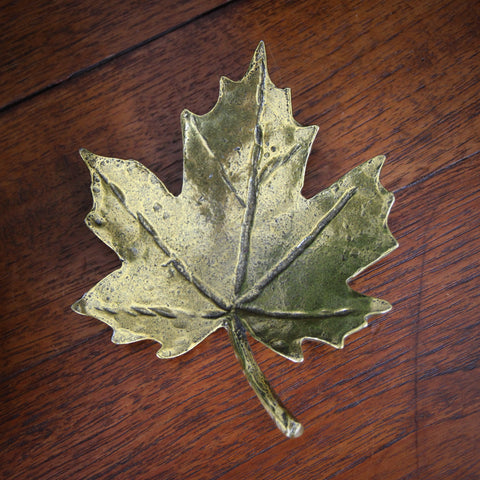 Pewter Maple Leaf Dish with Brassy Finish (LEO Design)