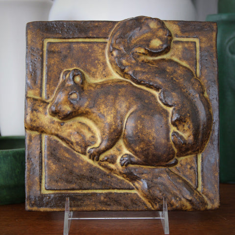Stoneware Bas Relief "Squirrel on Branch" Plaque (LEO Design)