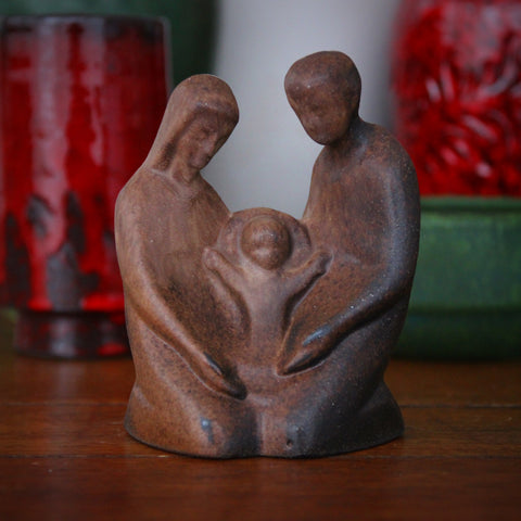 German Modernist Terra-cotta Holy Family Sculpture (LEO Design)