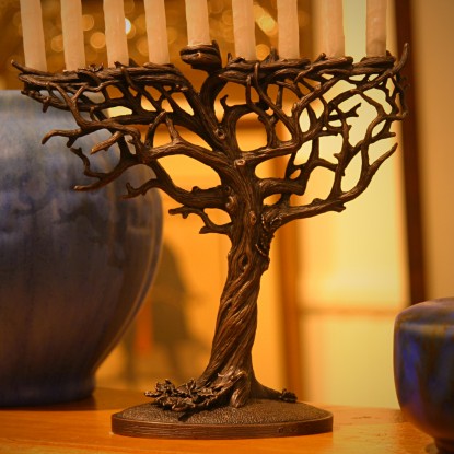 Finely Cast Bronze Tree Menorah (LEO Design)