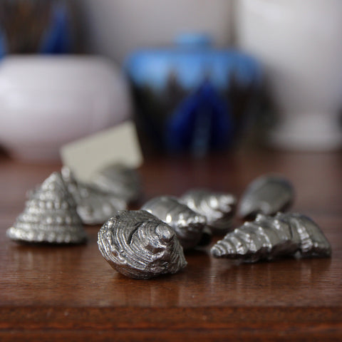 Set of Eight Italian Cast Pewter "Seashell" Placecard Holders (LEO Design)