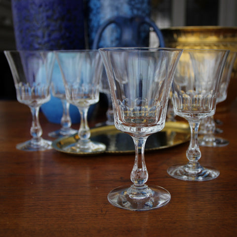 Set of Ten Fine Pressed-Crystal "Georgian" Wine Glasses by Fostoria (LEO Design)