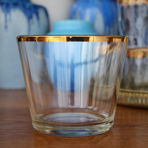 Fifties Glass Ice Bucket with 22 Karat Gold Rim Banding (LEO Design)