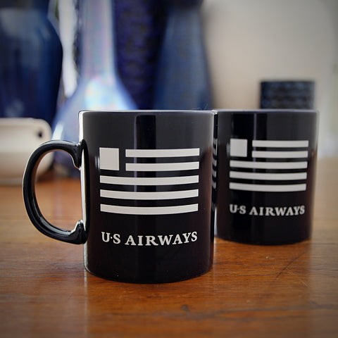 Pair of US Airways Ceramic "First Class" Coffee Mugs (LEO Design)