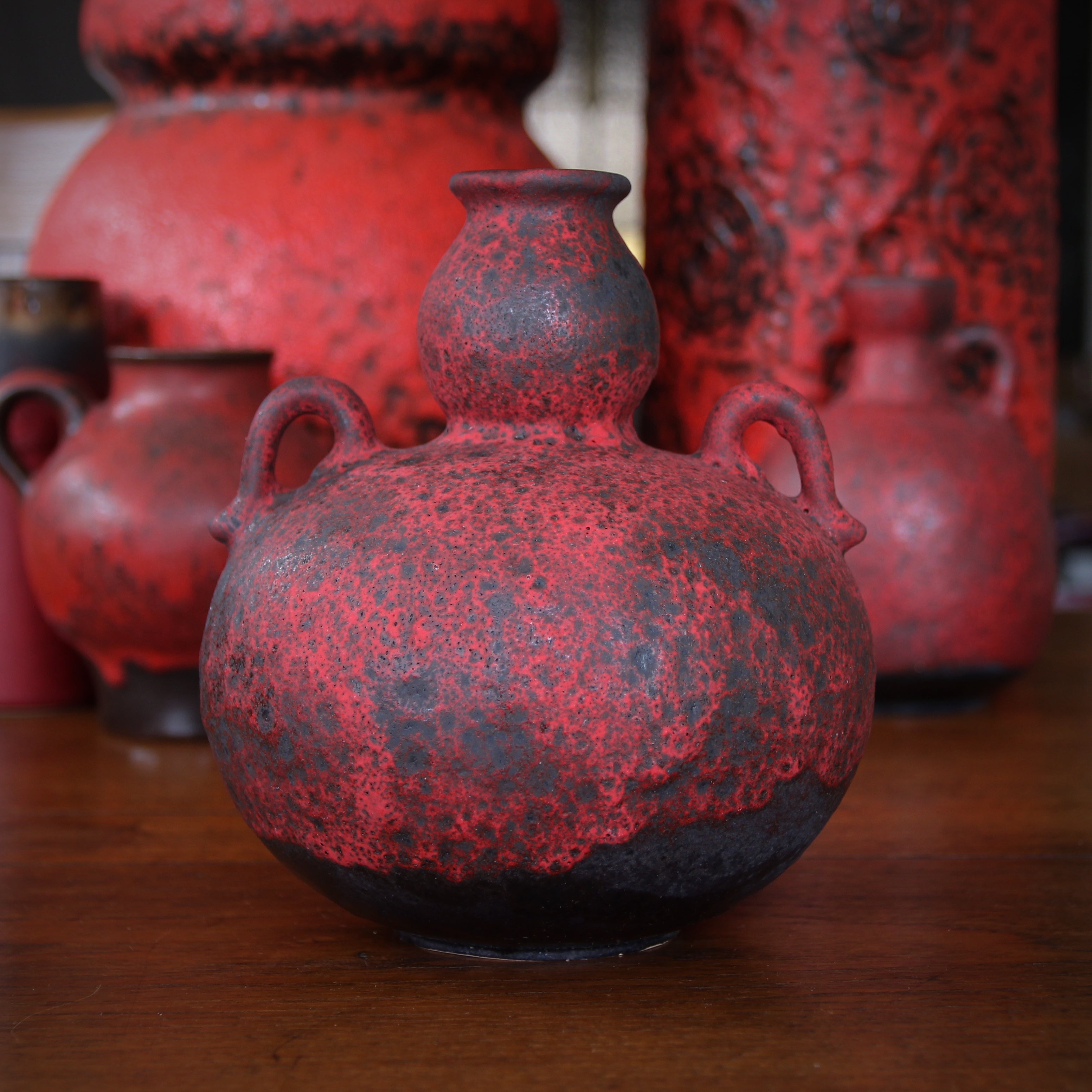 Red Double Gourd-Form Vase