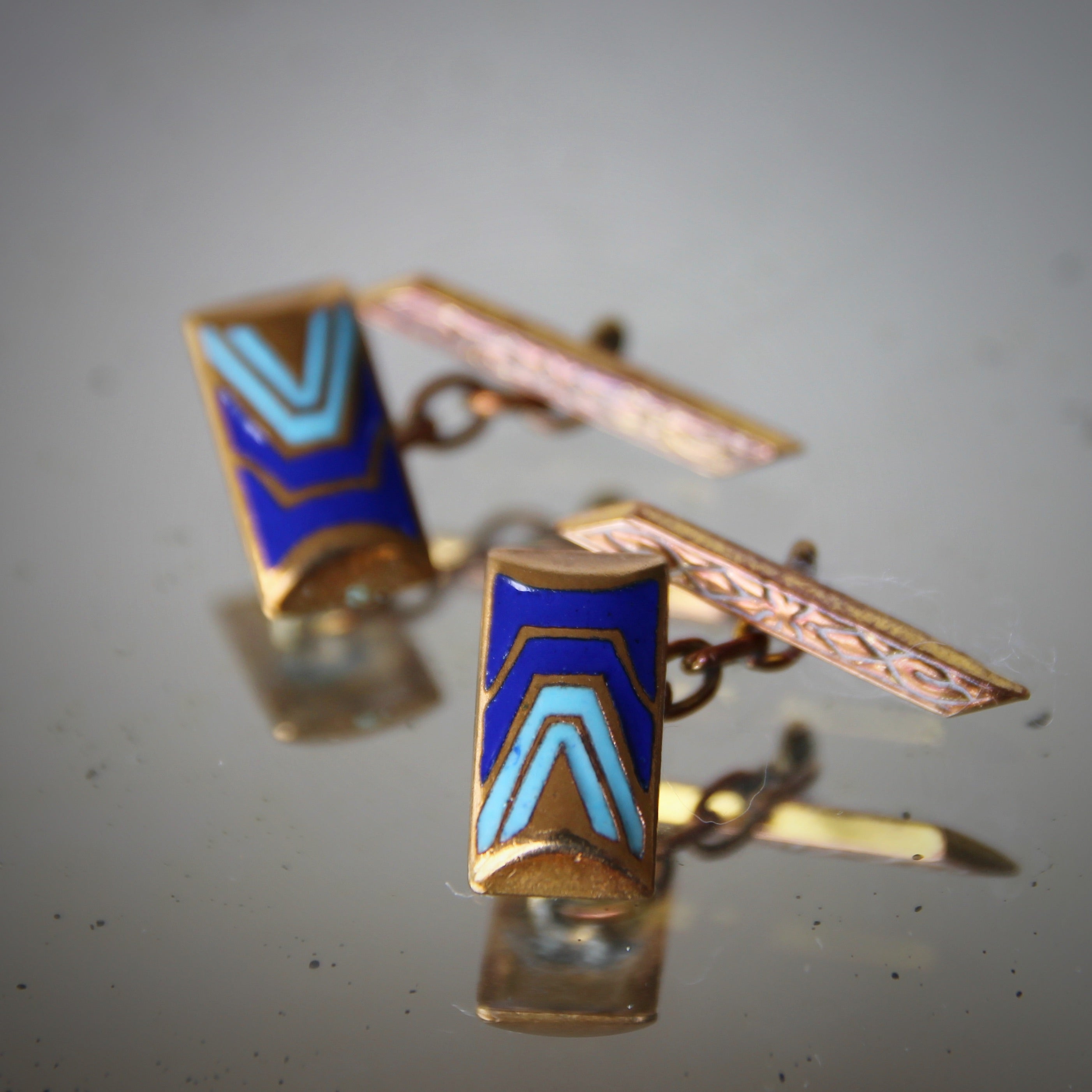 Deco Tribal Enamel Cufflinks