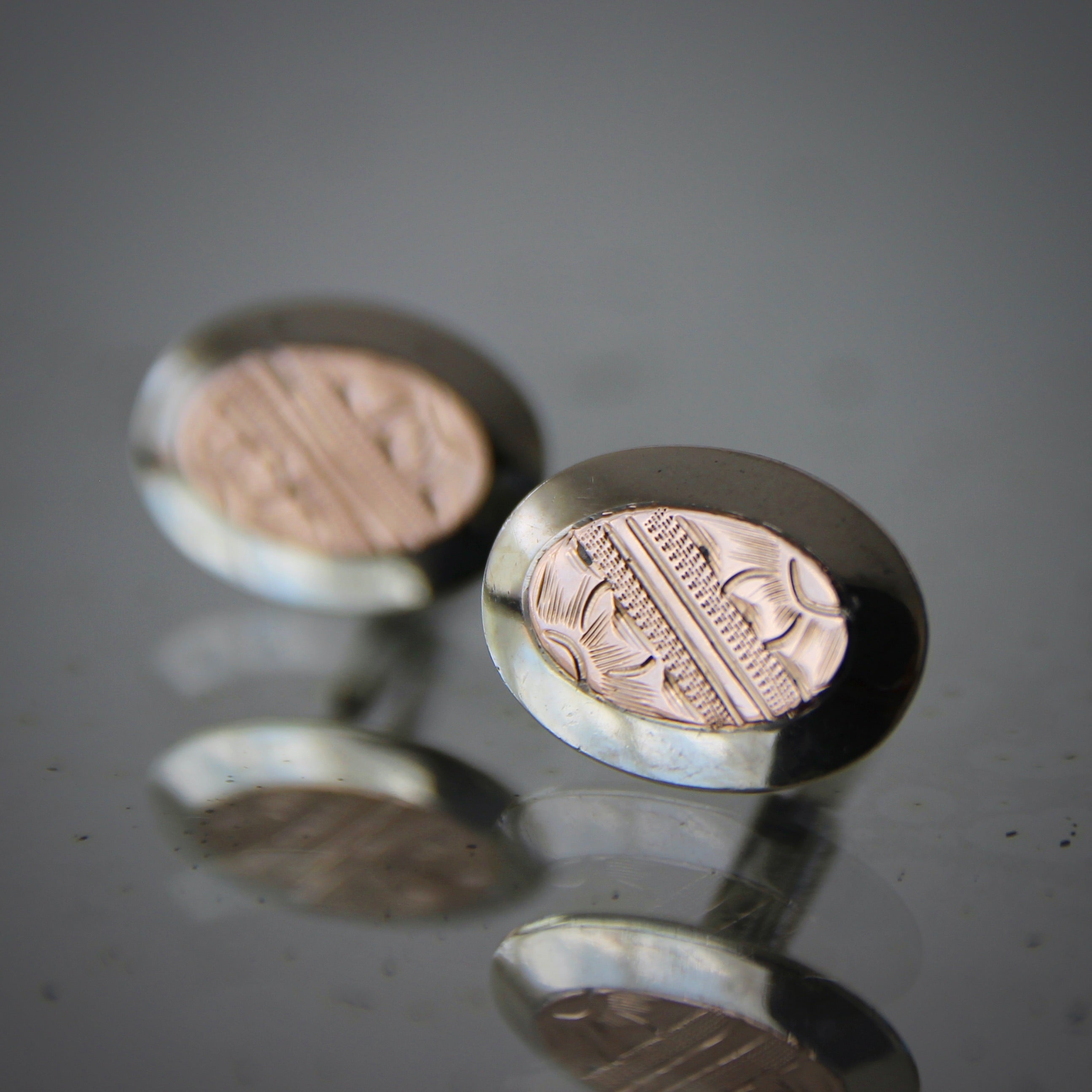 Aesthetic Engraved Gold Cufflinks