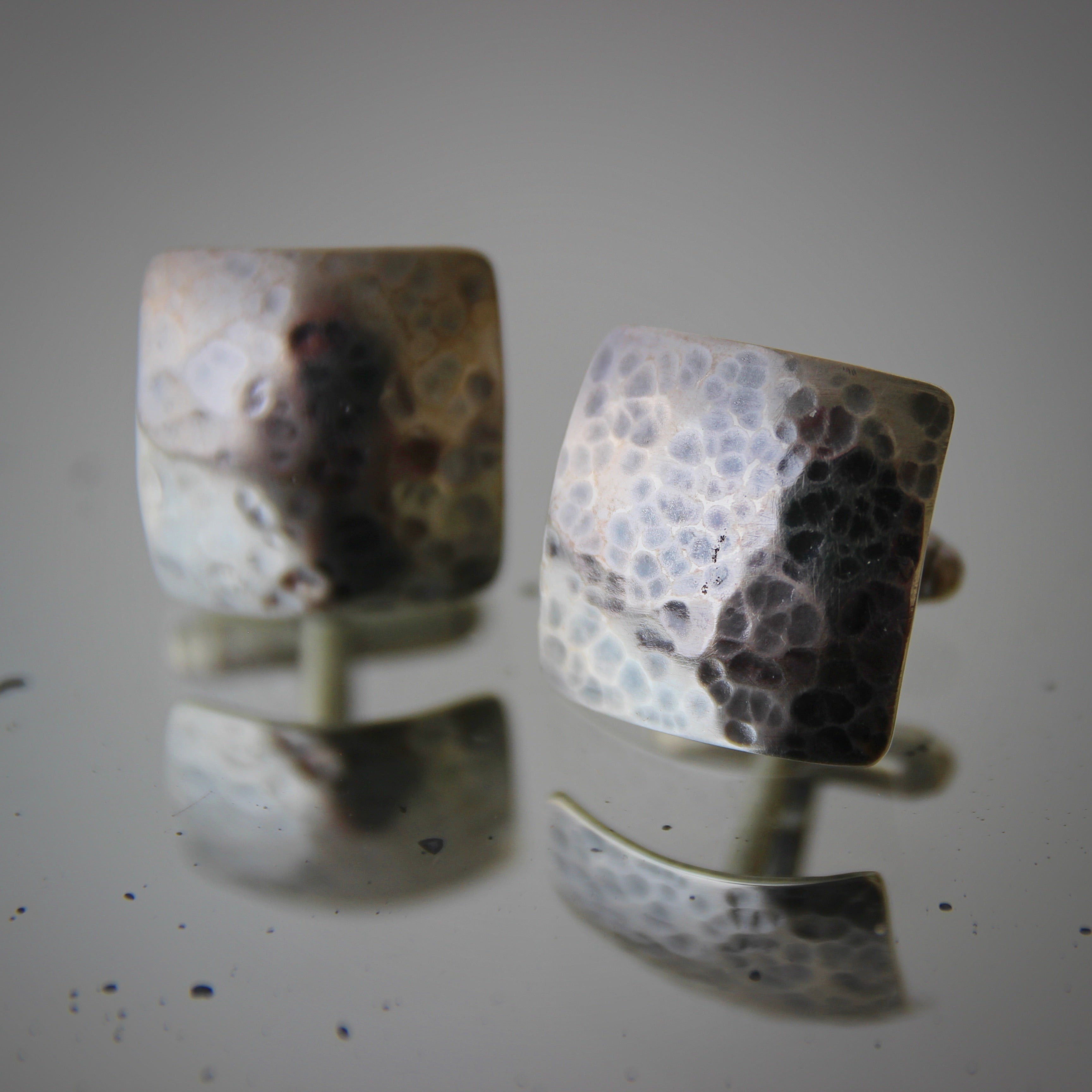 Modernist Hammered Silver Cufflinks