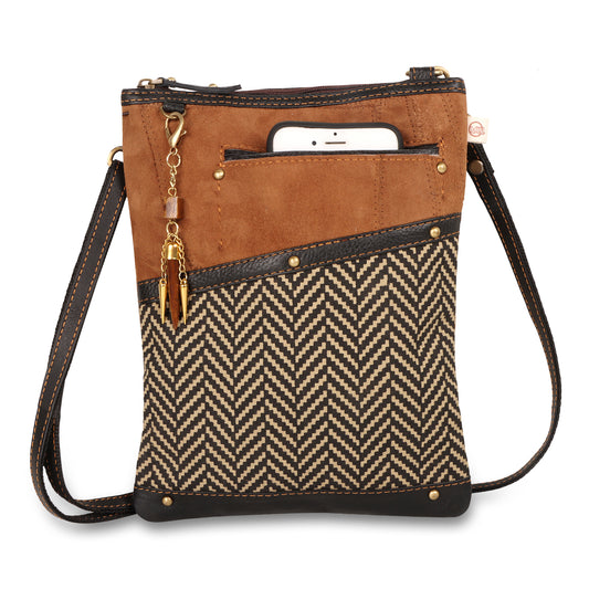 Liberty Rawhide Small Upcycled Leather Cellphone Crossbody Bag