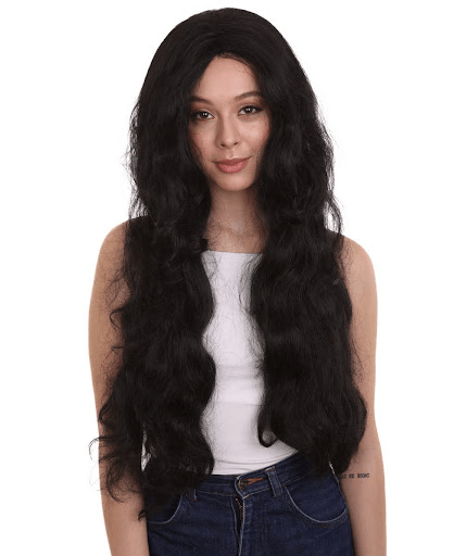 Long Black Straight Side Part Cosplay Wig