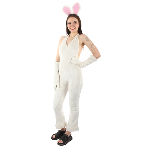 Adult Women's White Bunny Costume with Bunny Ears