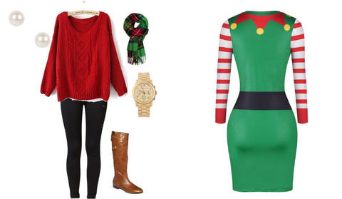 Two different styles of casual christmas costumes for women