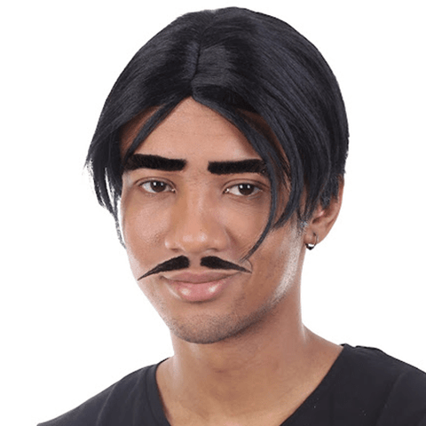 Gomez Addams Wig with Mustache and Eyebrows