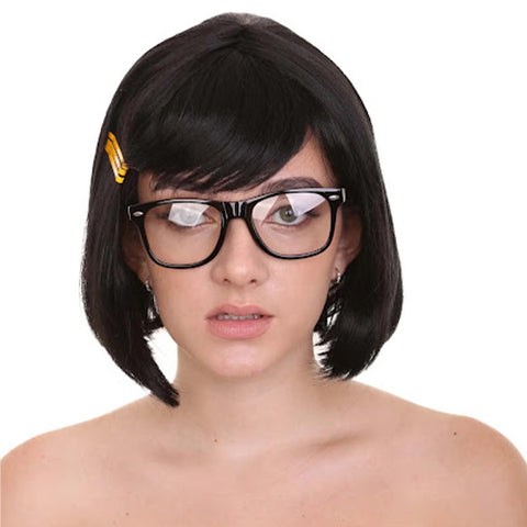 Women's Comic Black Bob Style with Glasses