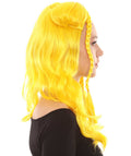 Womens Long Braided Bun Wig | Bright Yellow Wig | Premium Breathable Capless Cap