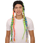 Long Length Rainbow Rapper Braided Wig, Aggressive on Social Media and Lyrics, Synthetic Soft Fiber Hair
 | HPO