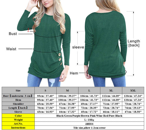 Womens Fashion Ruched Button Blouse Tops Ladies Casual Slim T-shirt ...