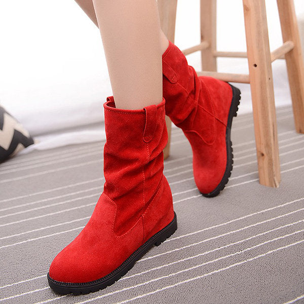 Cheap Pure Color Ankle Suede Slip On Casual Boots Online – Sheinchic.com