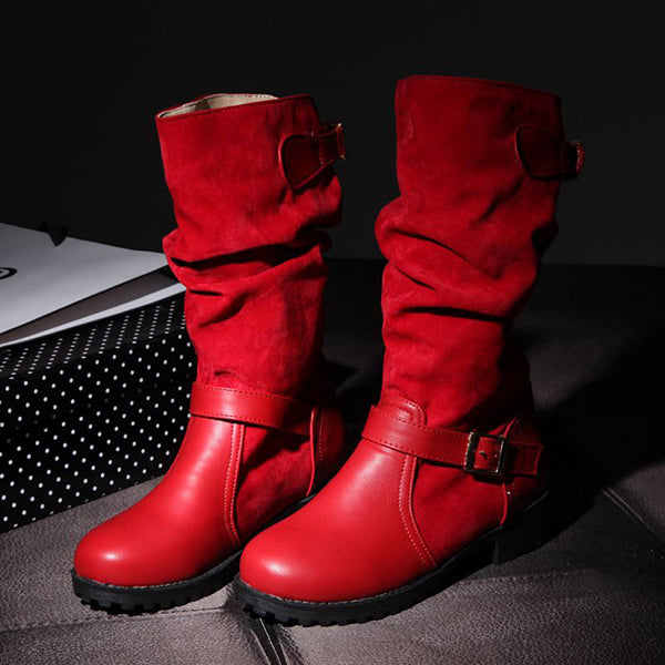 Cheap Large Size Buckle Mid Calf Boots Online – Sheinchic.com