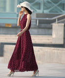 New Fashion Women's Elegant Chiffon Dot Vest Maxi Full Long Dress