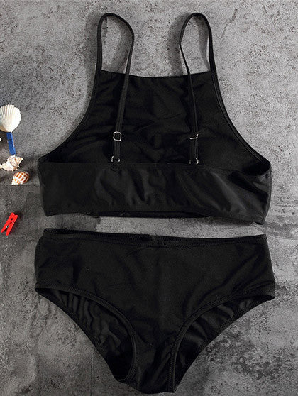 Dark Dense Black Solid Bikini Set – Sheinchic.com