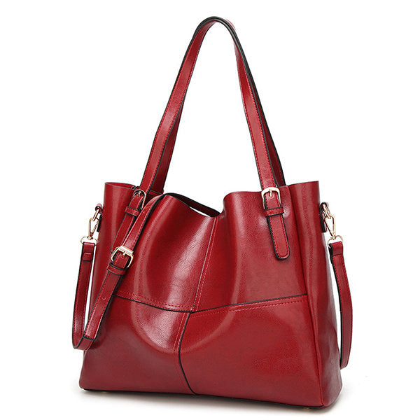 Cheap Women Oil PU Leather Vintage Shoulder Bags Handbag Crossbody Bag ...