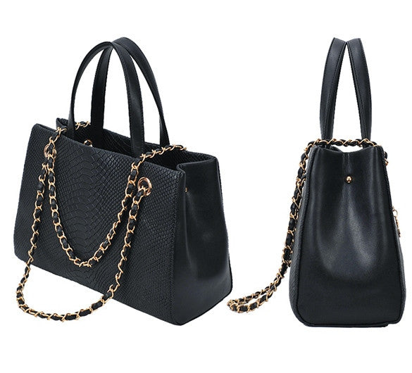 New Fashion Women's Crocodile Pattern Chain Leather Handbag Shoulder ...