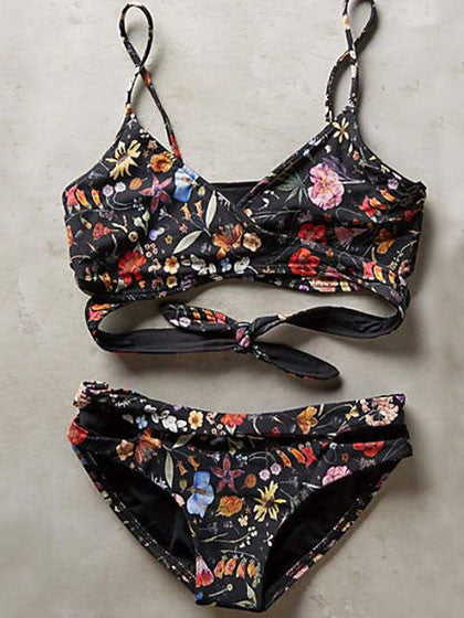 Cheap Vintage Cross Floral Print Bikini Set Online – Sheinchic.com