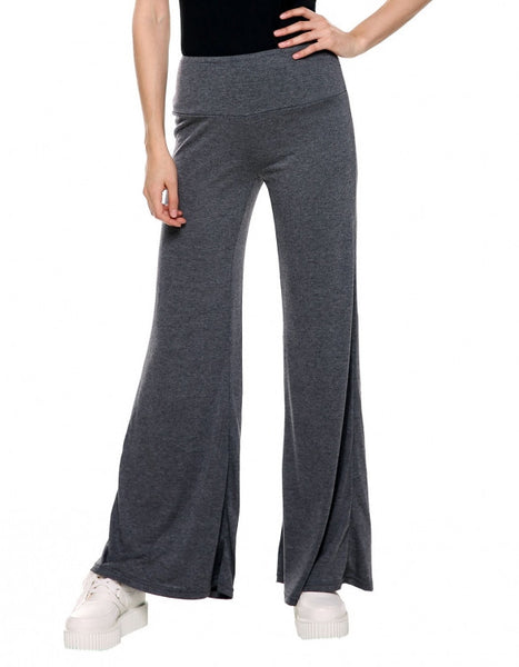 Casual Women High Waist Stretch Wide Leg Long Pants Solid Sport Yoga ...