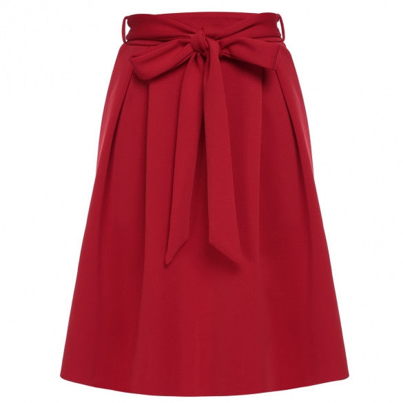 Women Fashion Casual Slim A-Line Bowknot Pleated Skirt – Sheinchic.com