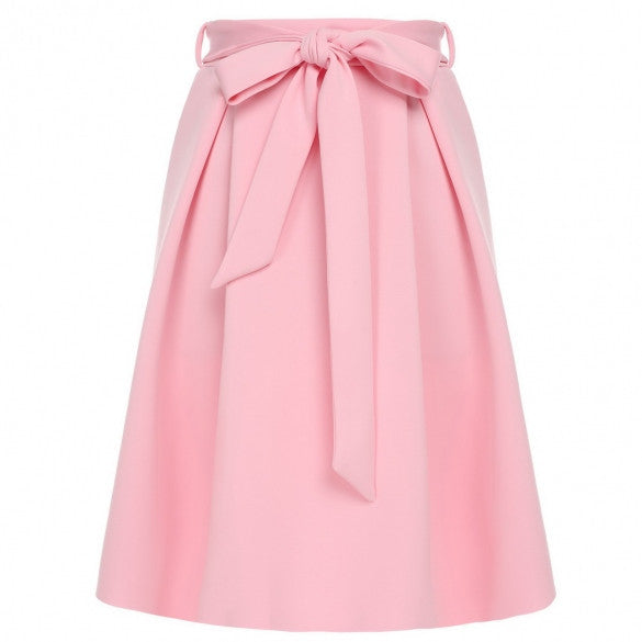 Women Fashion Casual Slim A-Line Bowknot Pleated Skirt – Sheinchic.com