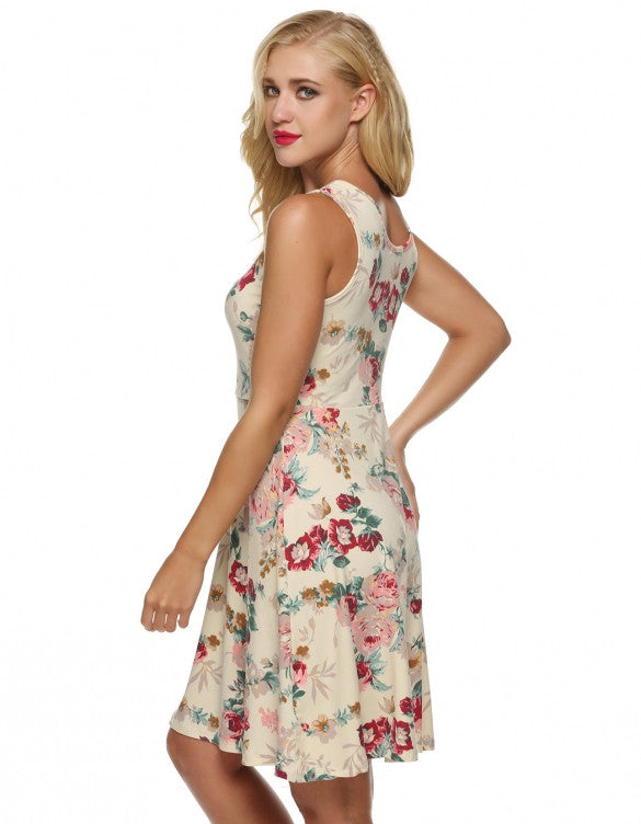 Women Casual Fit And Floral Sleeveless Dress Sundress – Sheinchic.com