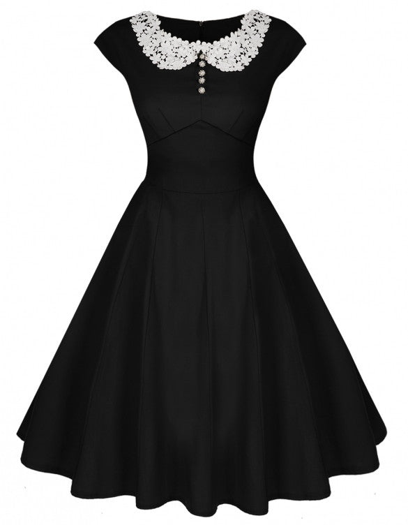 Women 1950s Retro Vintage Style Cap Sleeve Casual Party Swing Dress ...