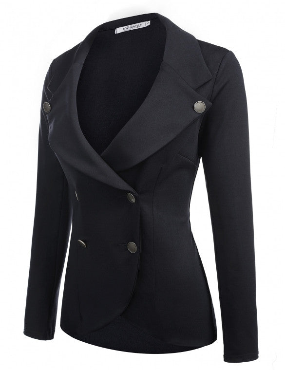 New Women Casual Turn Down Collar Long Sleeve Jacket Solid Coat Blazer ...