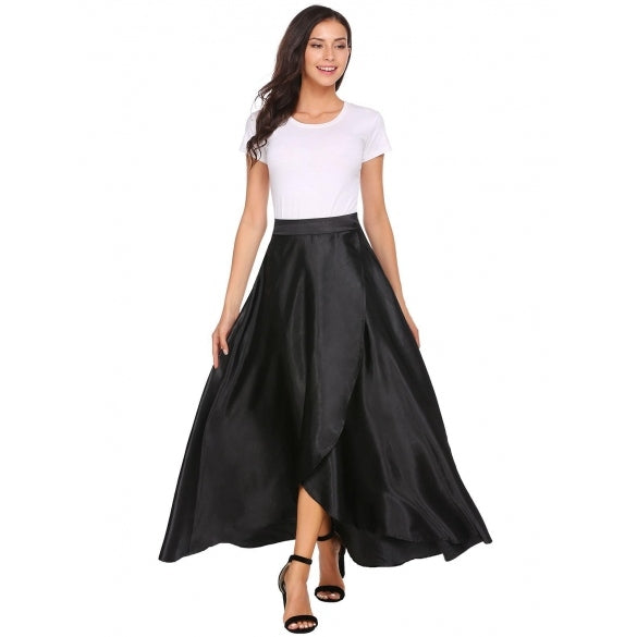 Cheap Front Split High Waist Full Satin Skirts Online – Sheinchic.com
